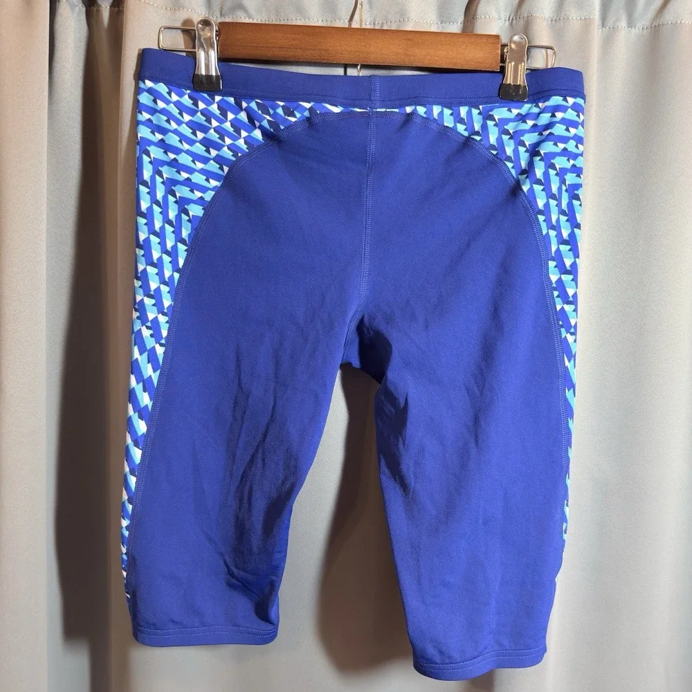Funky Trunks Blue Geometric Print Swimming Training Jammer Men's 34/M